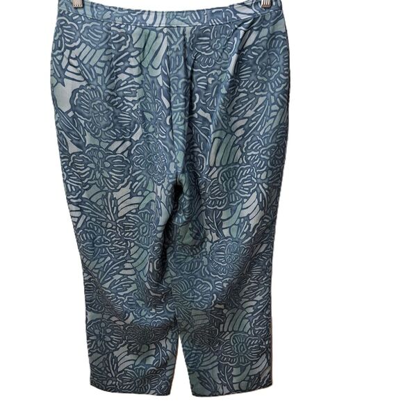 Tommy Bahama Womens Blue Floral Tropical Printed Silk Wide Leg Crop Pants Size 8 - Picture 2 of 8